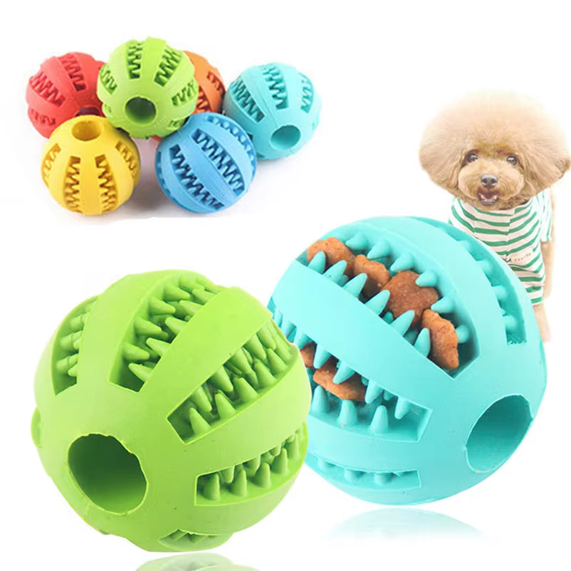 Pet Dog Interactive Toy 7Cm Dogs Natural Rubber Ball Leaking Ball Tooth Clean Balls for Dog Cat Chew Toys Accesorios Para Perro