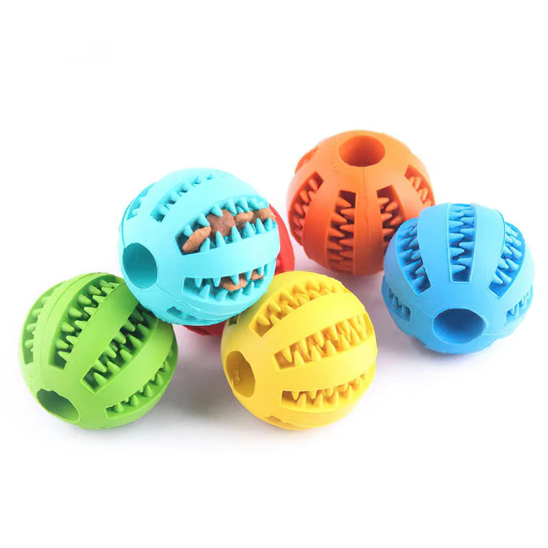 Pet Dog Interactive Toy 7Cm Dogs Natural Rubber Ball Leaking Ball Tooth Clean Balls for Dog Cat Chew Toys Accesorios Para Perro